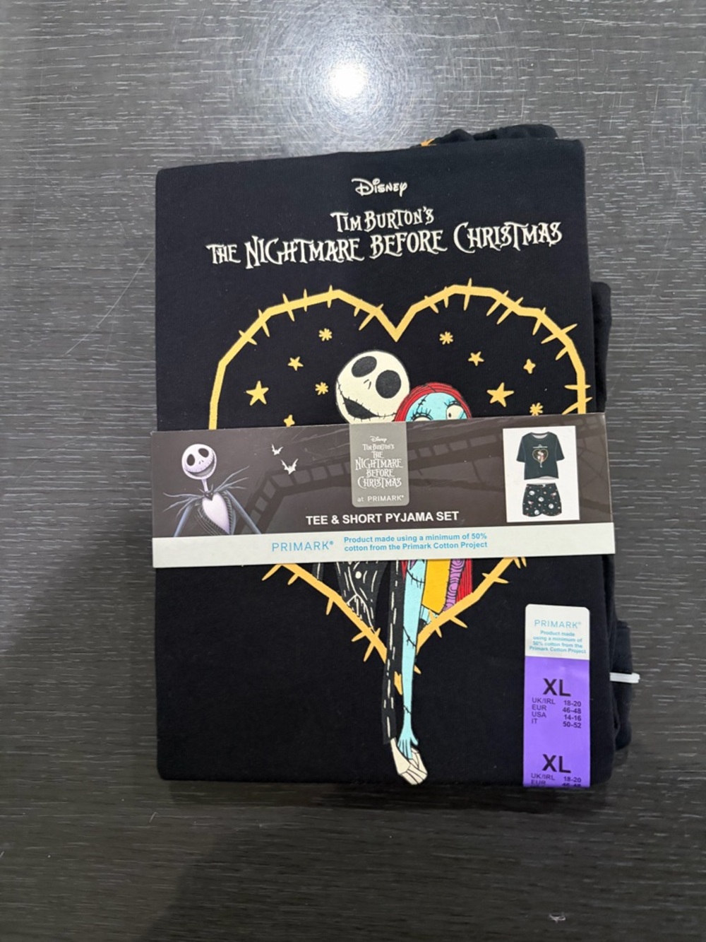 Primark The Nightmare Before Christmas Black Tee & Short Pyjama Set